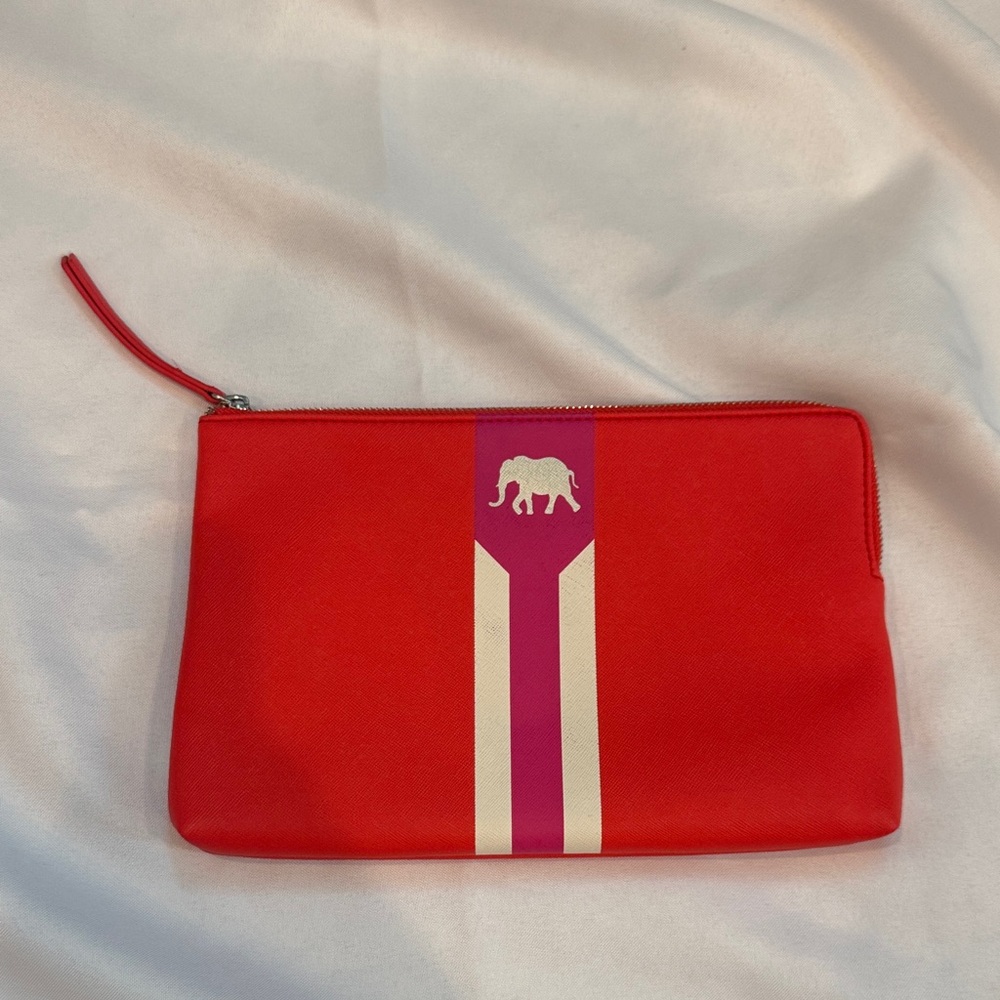 Stella & Dot Red Clutch Pouch with Elephant